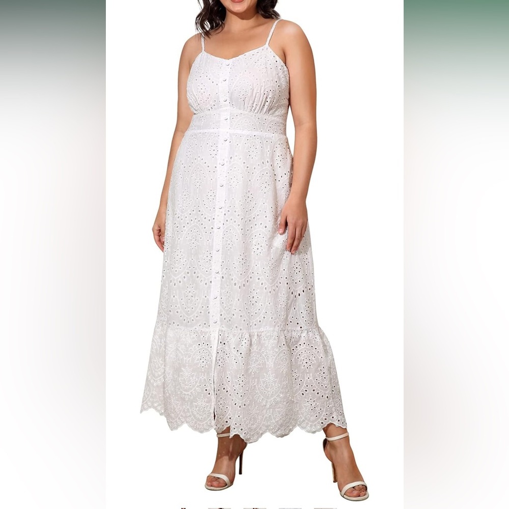 Chic White Eyelet Maxi Dress